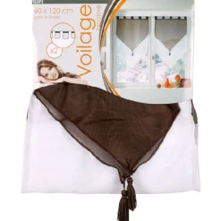 Rideau voilage à pattes chocolat blanc x2