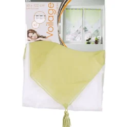 Rideau voilage à pattes vert blanc x2