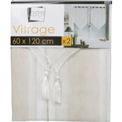 Rideau voilage beige tissé Helios x2