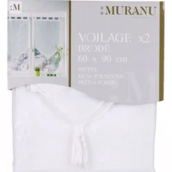 Rideau voilage brodé blanc x2 Muranu