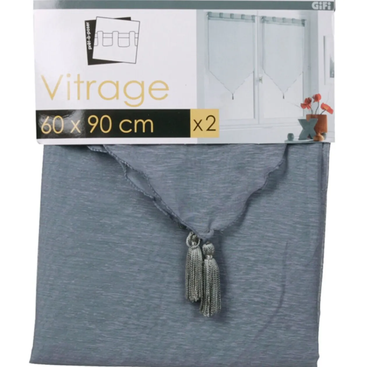 Rideau voilage gris Lissea x2