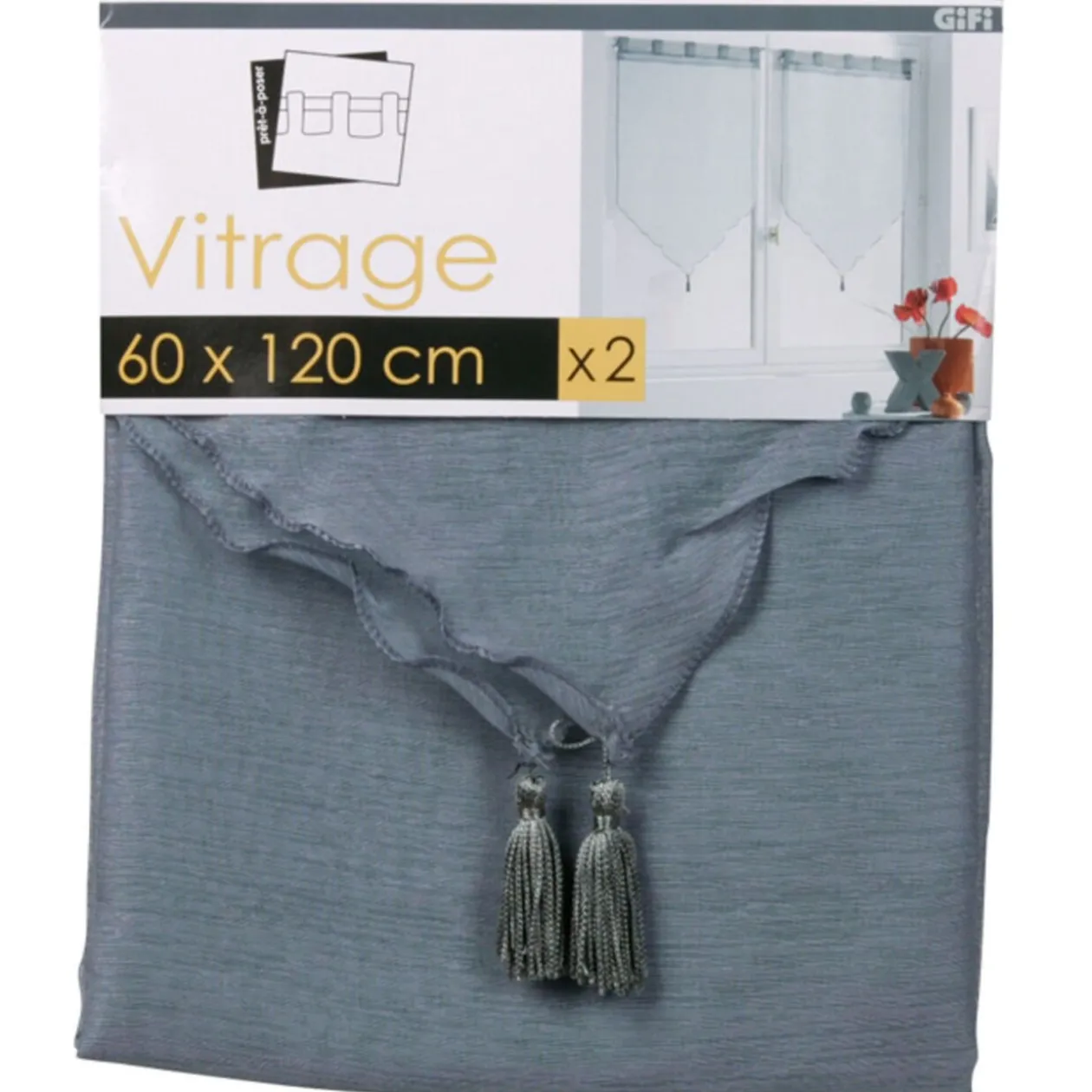 Rideau voilage gris Lissea x2