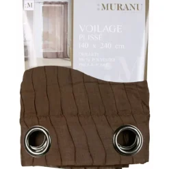 Rideau voilage plissé uni cacao Muranu