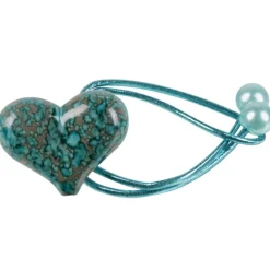 Rond de serviette coeur bleu turquoise x6
