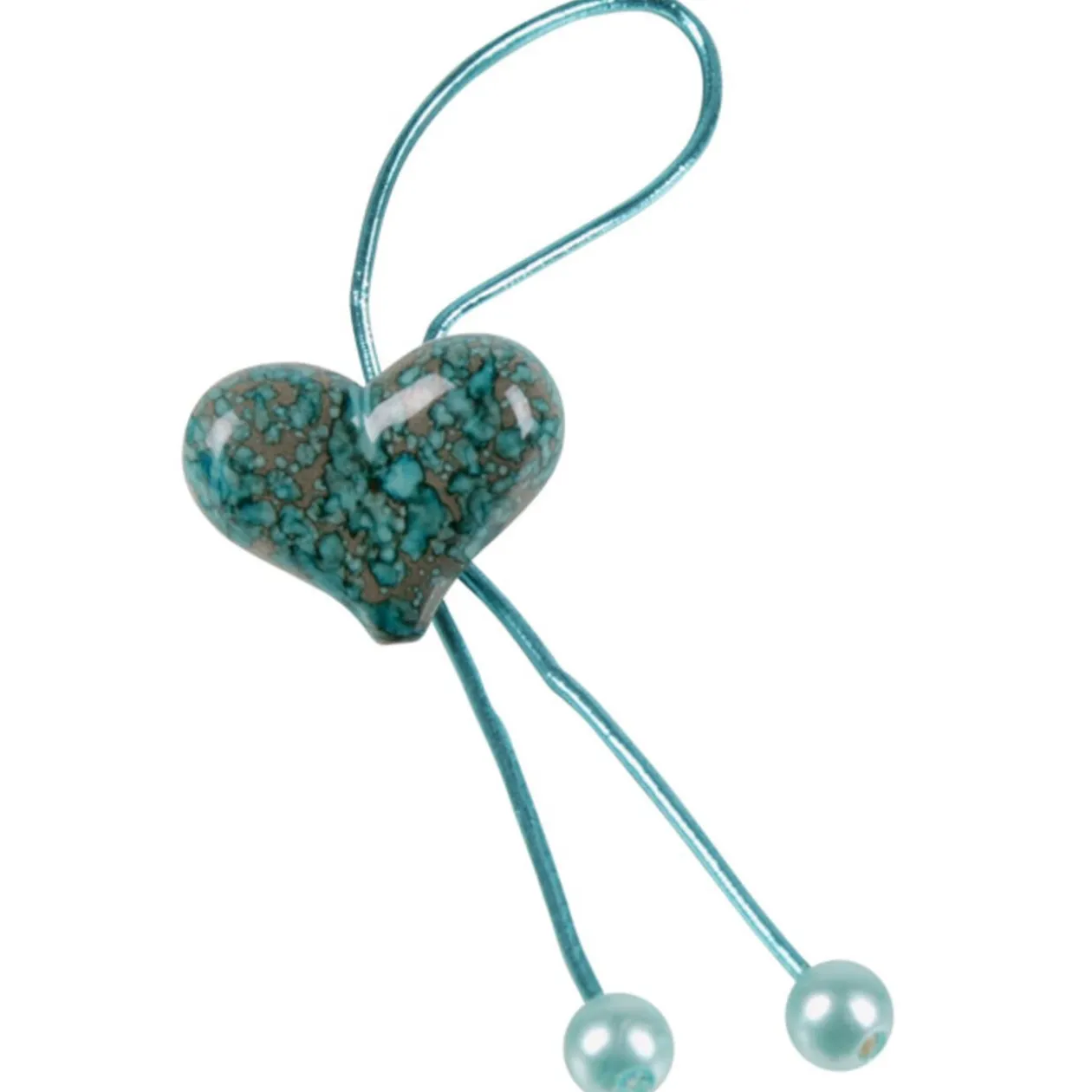Rond de serviette coeur bleu turquoise x6