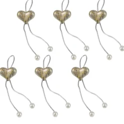 Rond de serviette coeur doré x6