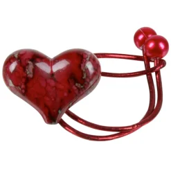 Rond de serviette coeur rouge bordeaux x6