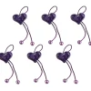 Rond de serviette coeur violet x6