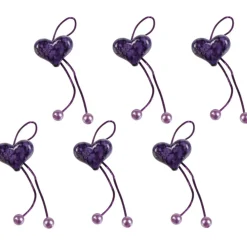 Rond de serviette coeur violet x6