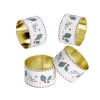 Rond de serviette en zinc motif houx Ø5cm 4 pièces