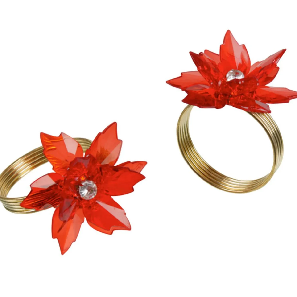 Rond de serviette fleur rouge bordeaux x2