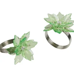 Rond de serviette fleur verte x2
