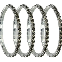 Rond de serviette strass argenté x4