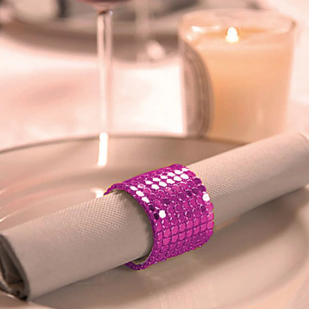 Rond de serviette violet x4