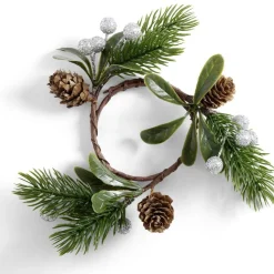 Rond serviette pomme de pin et baie dorée ou argentée Ø4cm