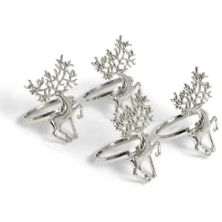 Rond serviette renne métal argenté x4