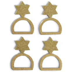 Rond serviette étoile bois doré x6