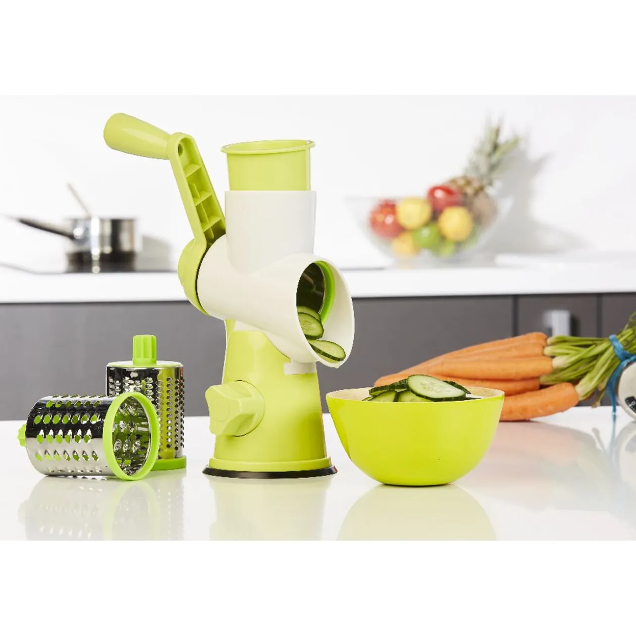 Râpe à tambour vert et blanc