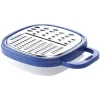 Râpe avec récipient en inox et plastique bleu