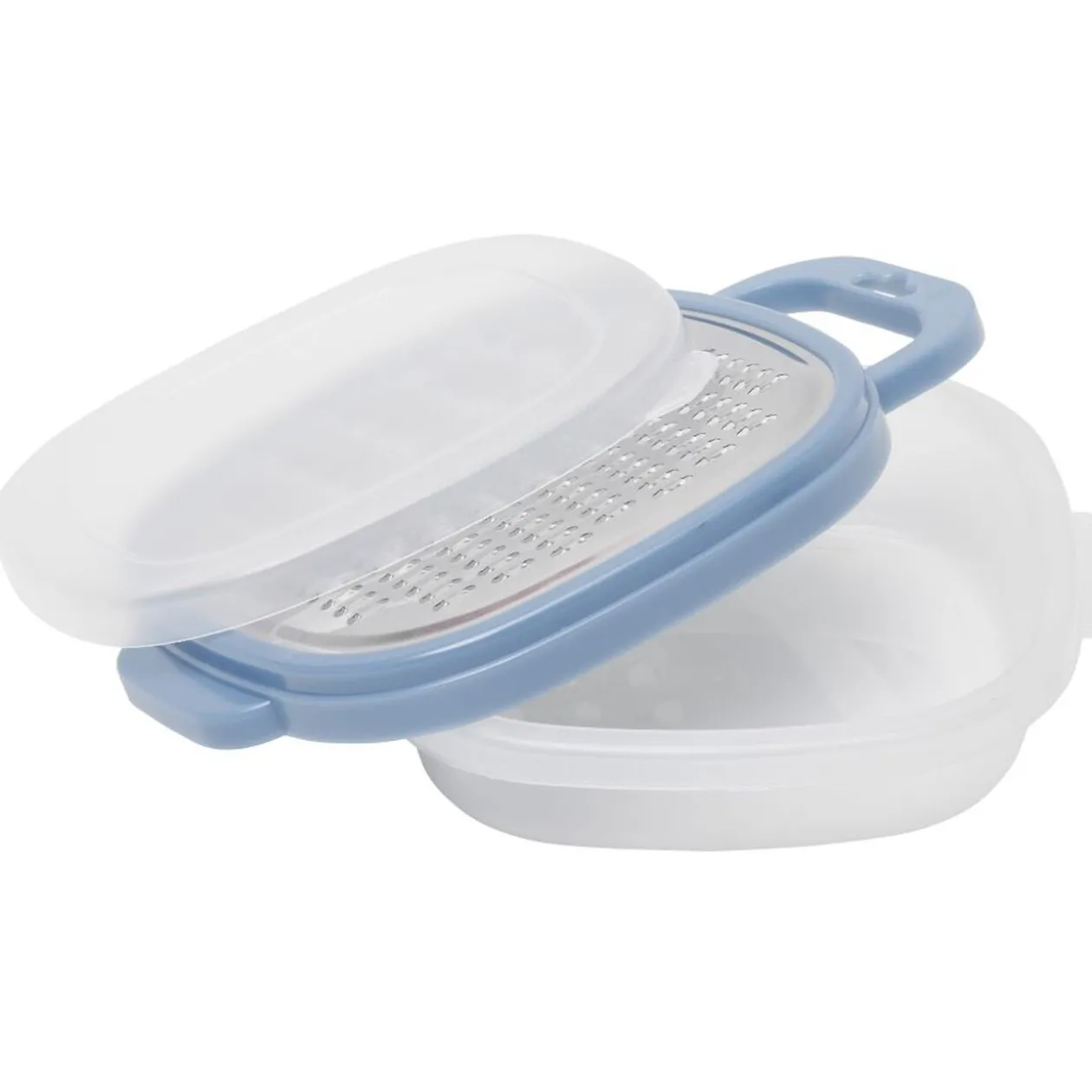 Râpe inox avec récipient en plastique