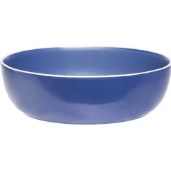 Saladier en faïence bleu avec liseré blanc