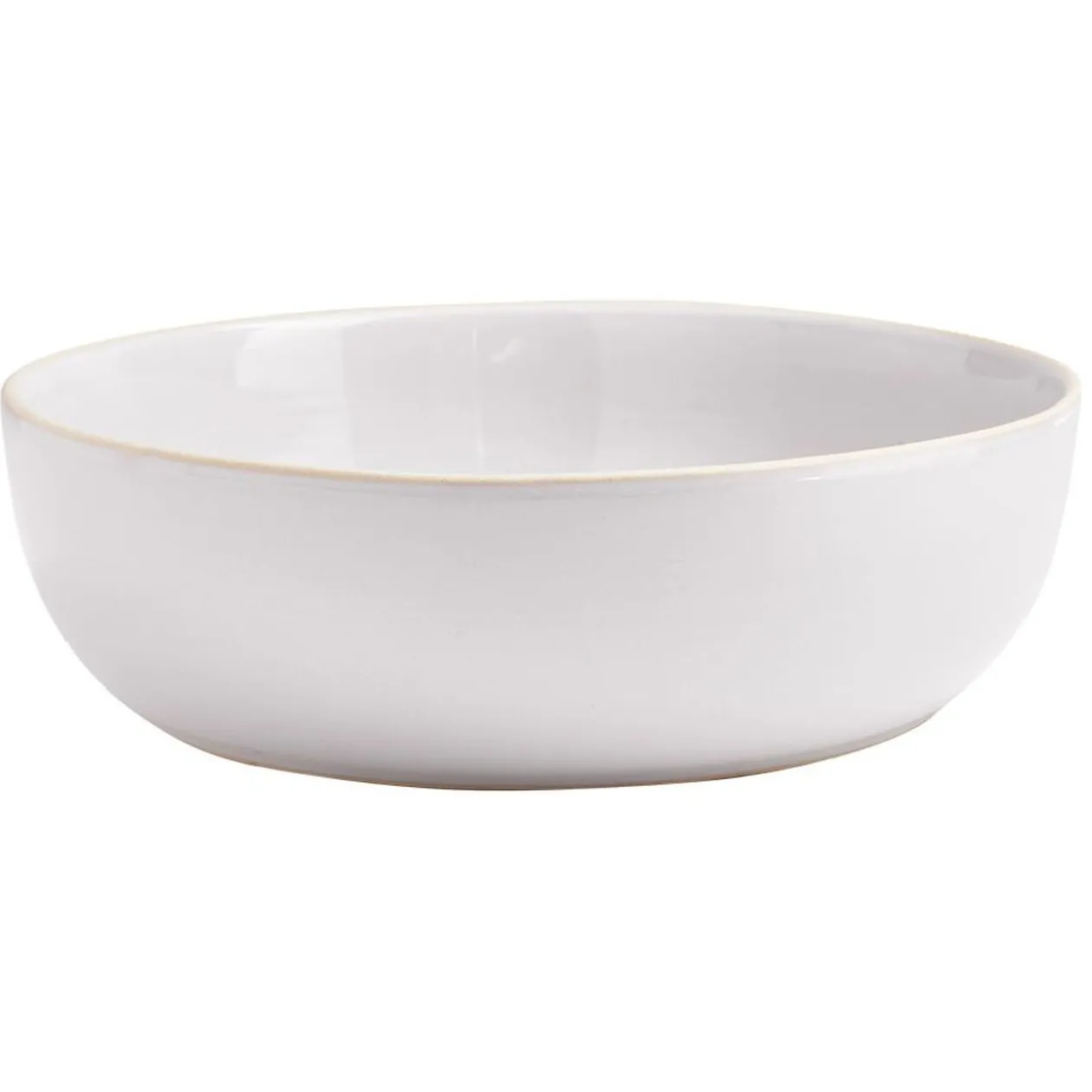 Saladier en faïence gris avec liseré crème