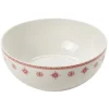 Saladier en porcelaine blanche motif Noël flocons rouges