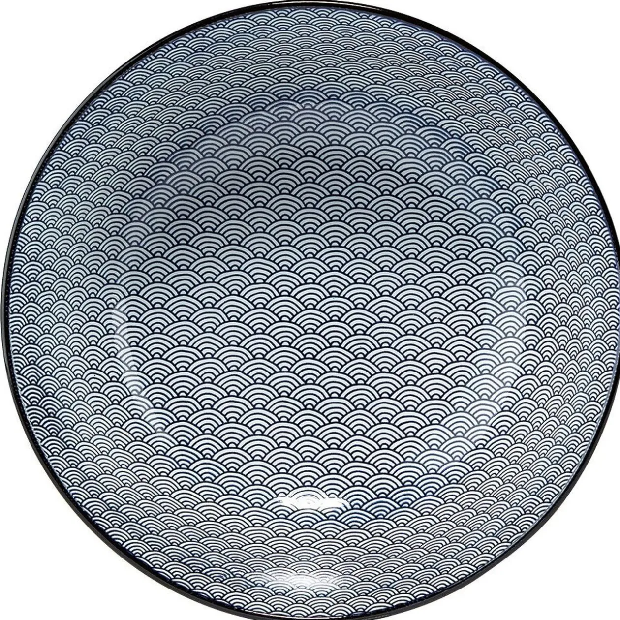 Saladier en porcelaine décor blanc et bleu