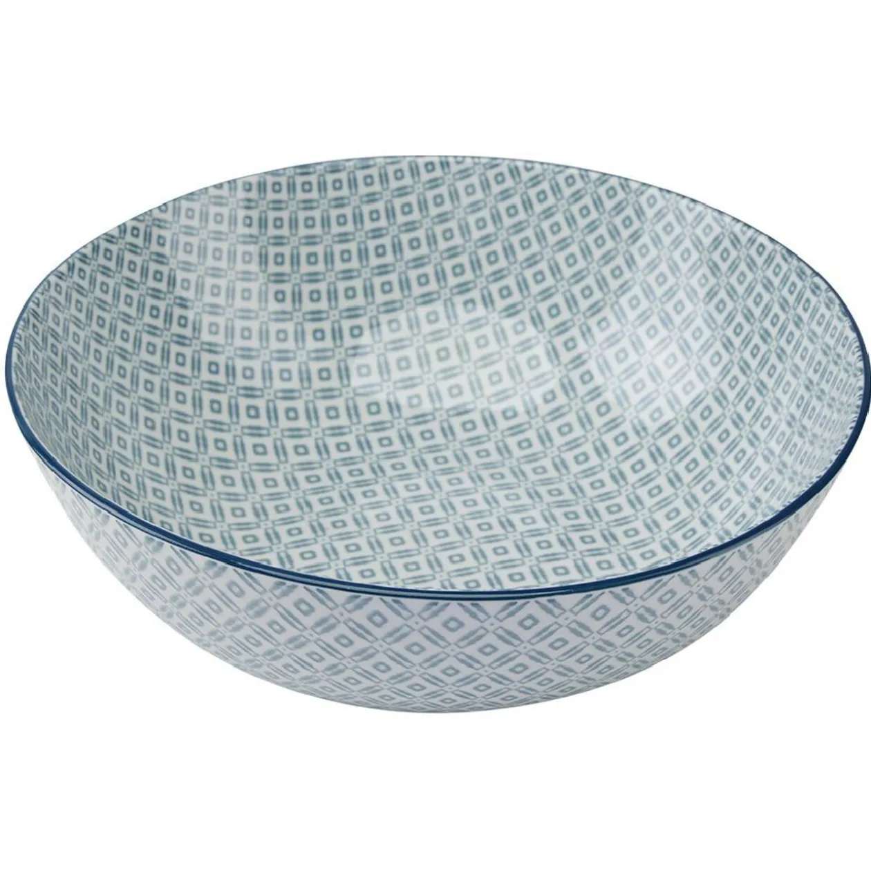 Saladier en porcelaine motif graphique coloré x2