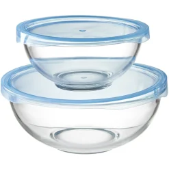 Saladier en verre avec couvercle x 2