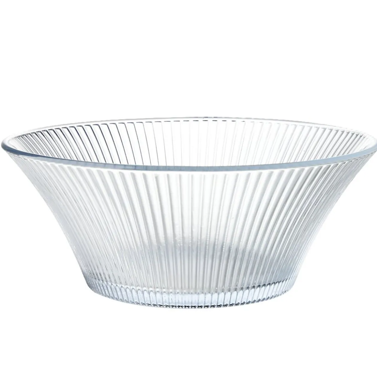 Saladier en verre strié vert Ø22xH8,8cm