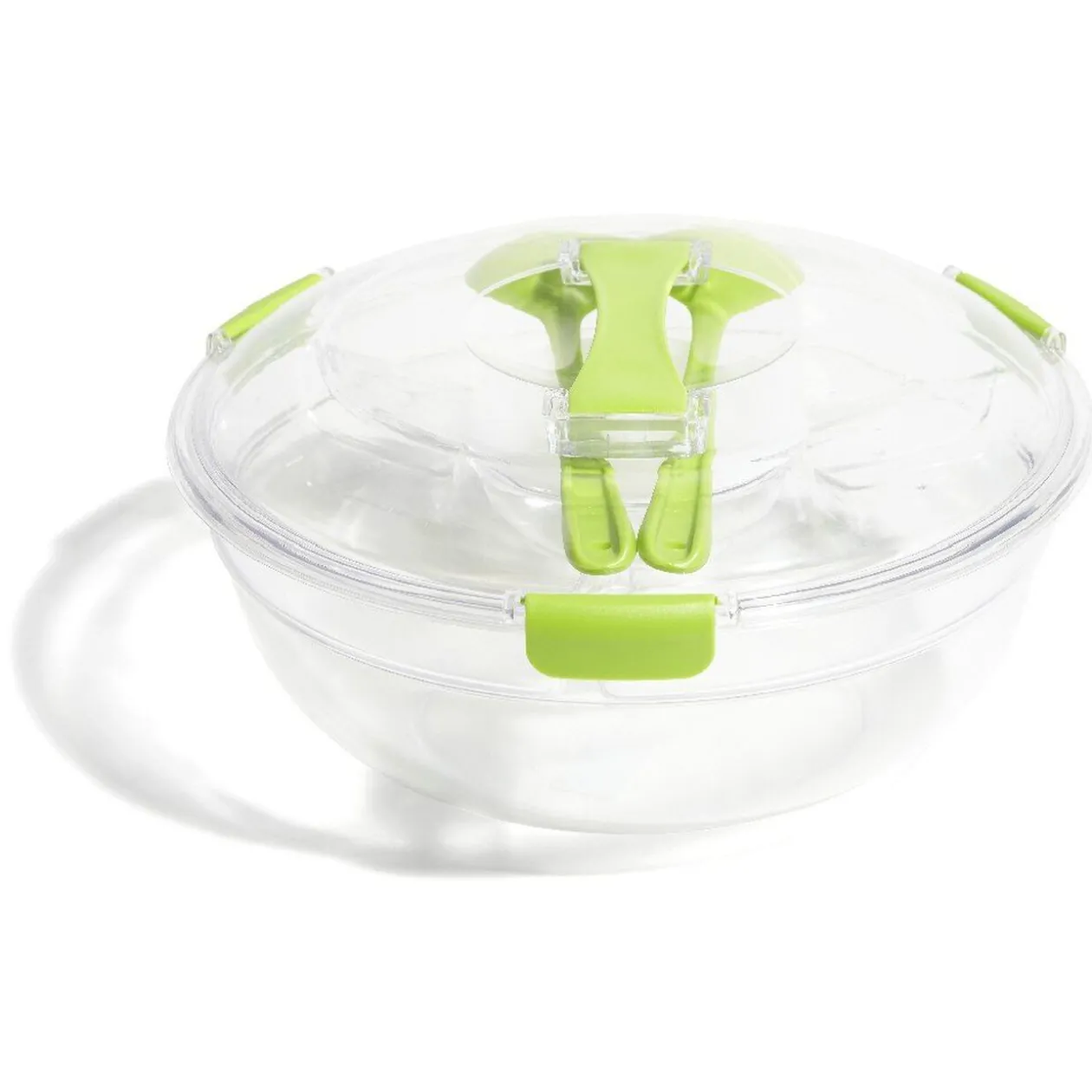 Saladier fraîcheur multicompartiments transparent et vert