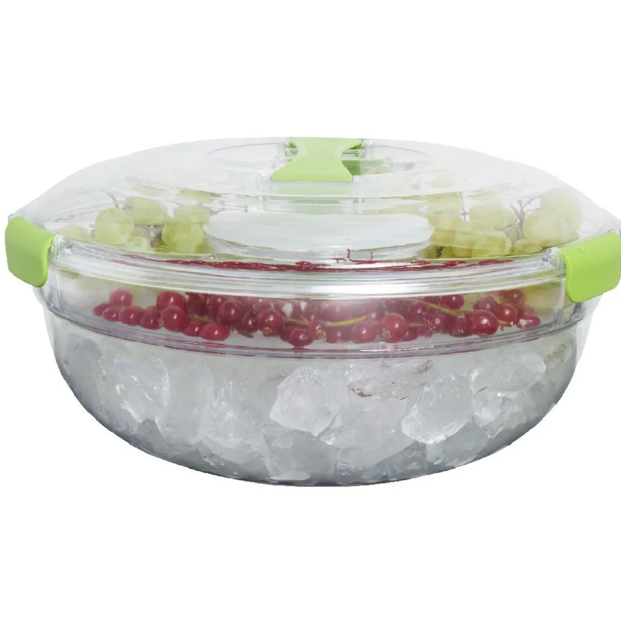 Saladier fraîcheur multicompartiments transparent et vert