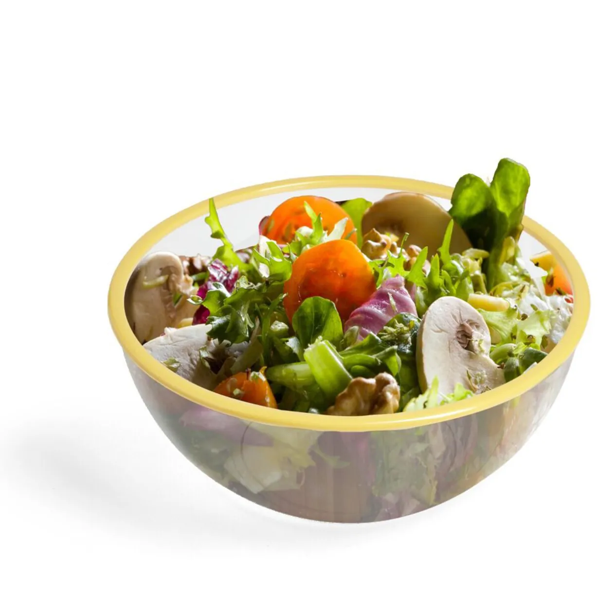 Saladier plastique transparent bordure colorée Ø28xH12cm - 3 coloris