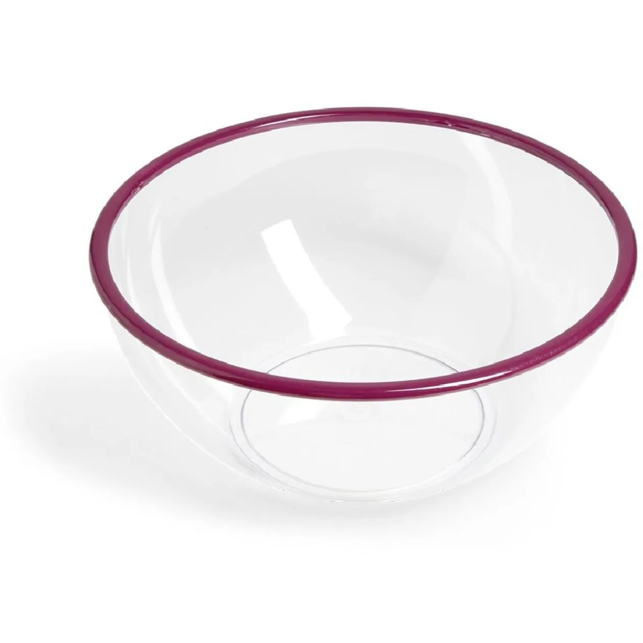 Saladier plastique transparent bordure colorée Ø28xH12cm - 3 coloris