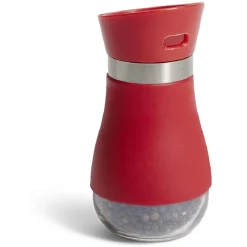 Salière et poivrière 130ml verre et plastique rouge