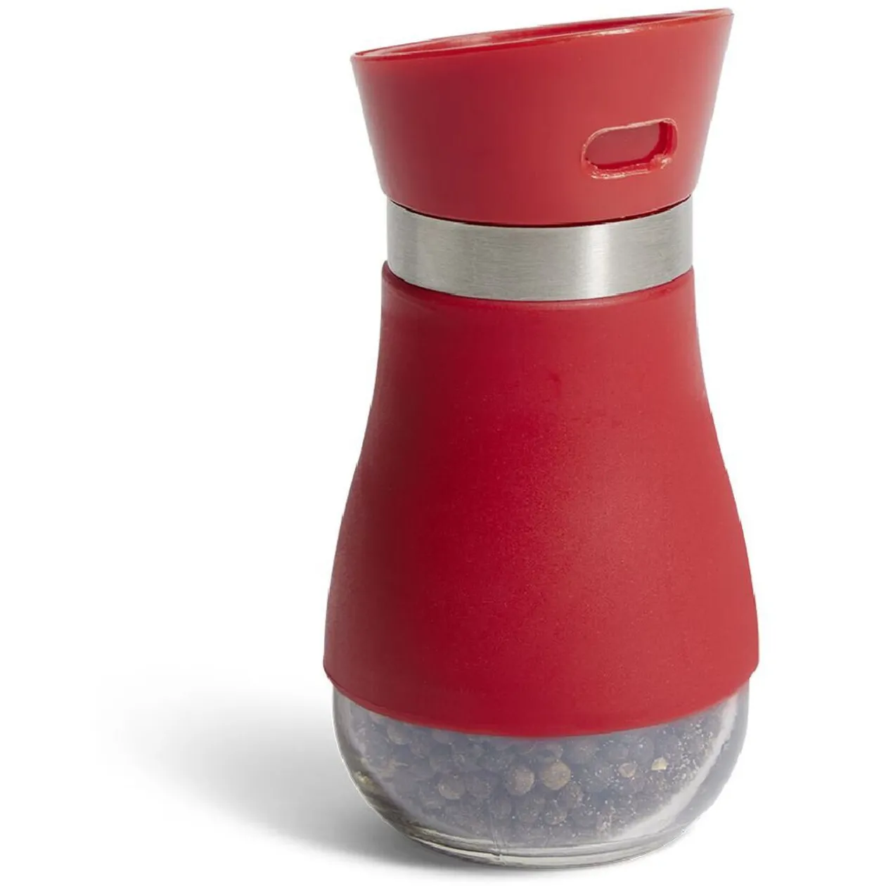 Salière et poivrière 130ml verre et plastique rouge