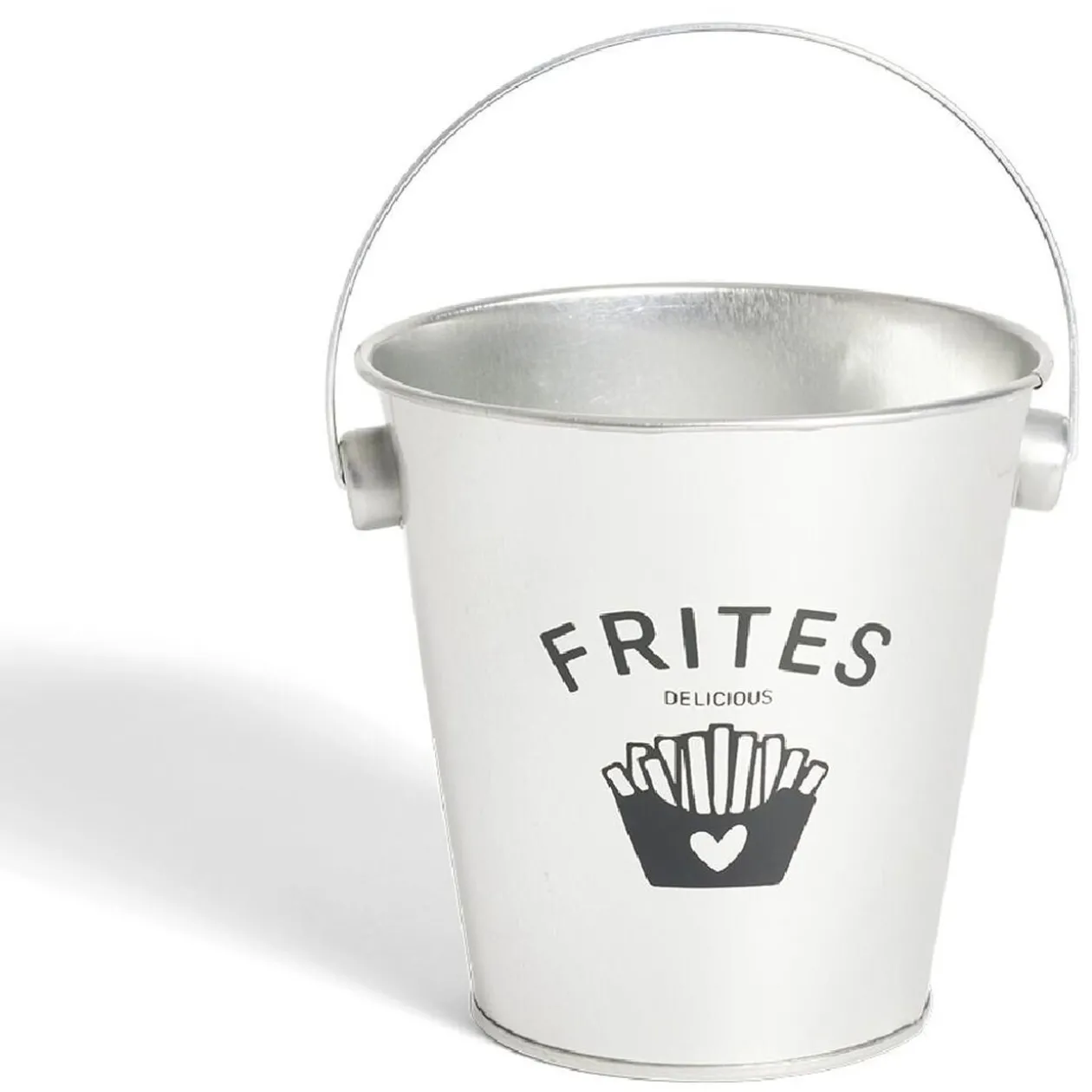 Seau à frites avec anse étain et inox gris Ø10,5xH7,5cm