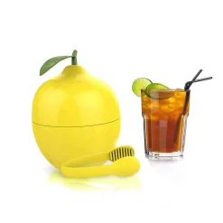 Seau à glacons forme citron jaune avec pince
