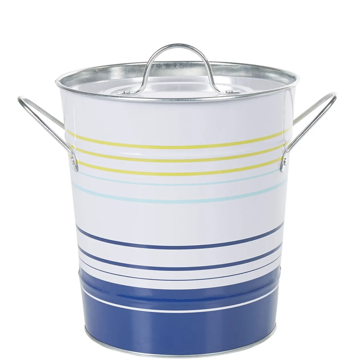 Seau à glaçons blanc rayure bleu jaune