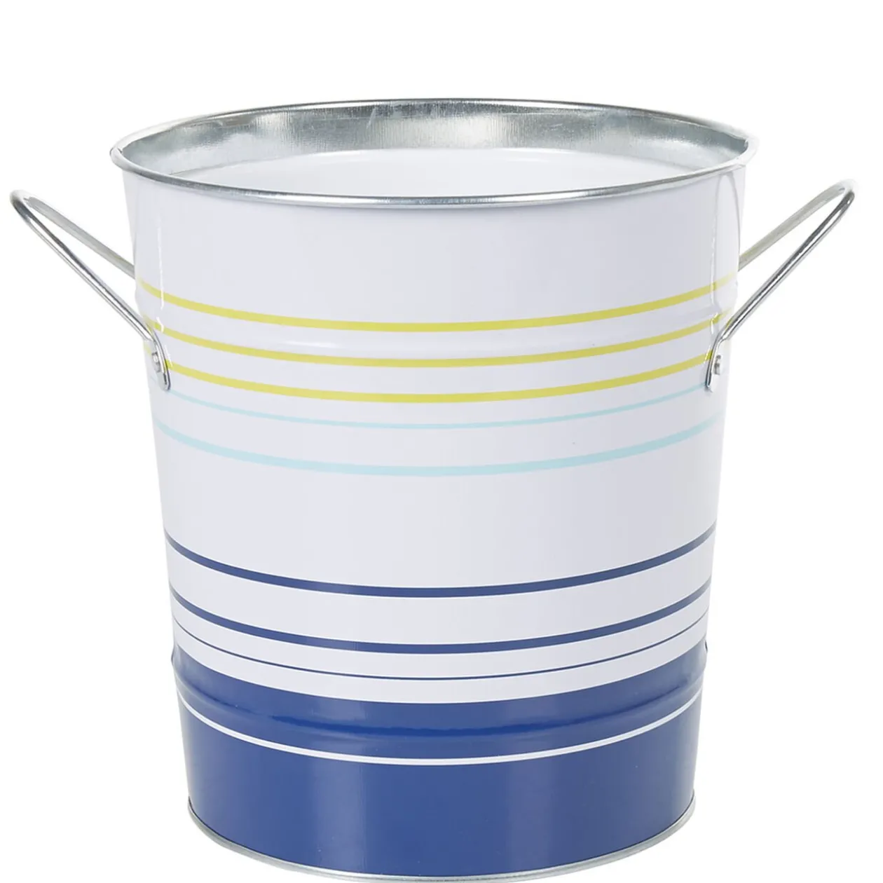Seau à glaçons blanc rayure bleu jaune