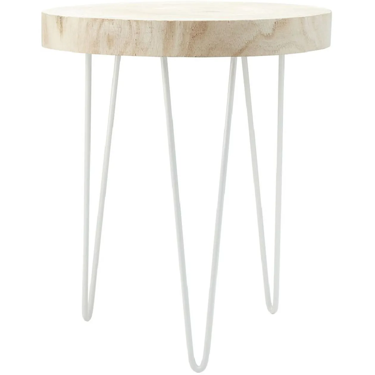 Sellette en bois et métal blanc naturel H40 cm