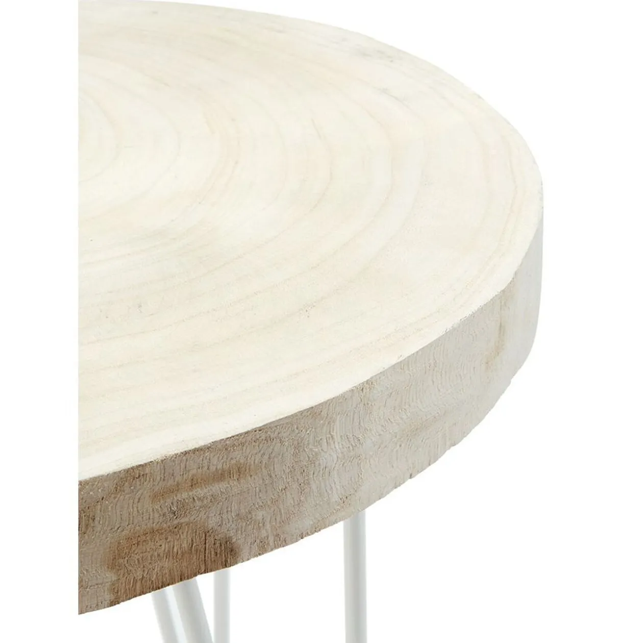 Sellette en bois et métal blanc naturel H40 cm