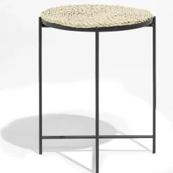 Sellette Ruby acier noir et jonc de mer Ø37xH46,5cm