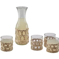 Service à boisson verre osier tressé naturel