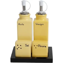 Service condiment en céramique + support