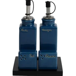 Service condiment en céramique + support