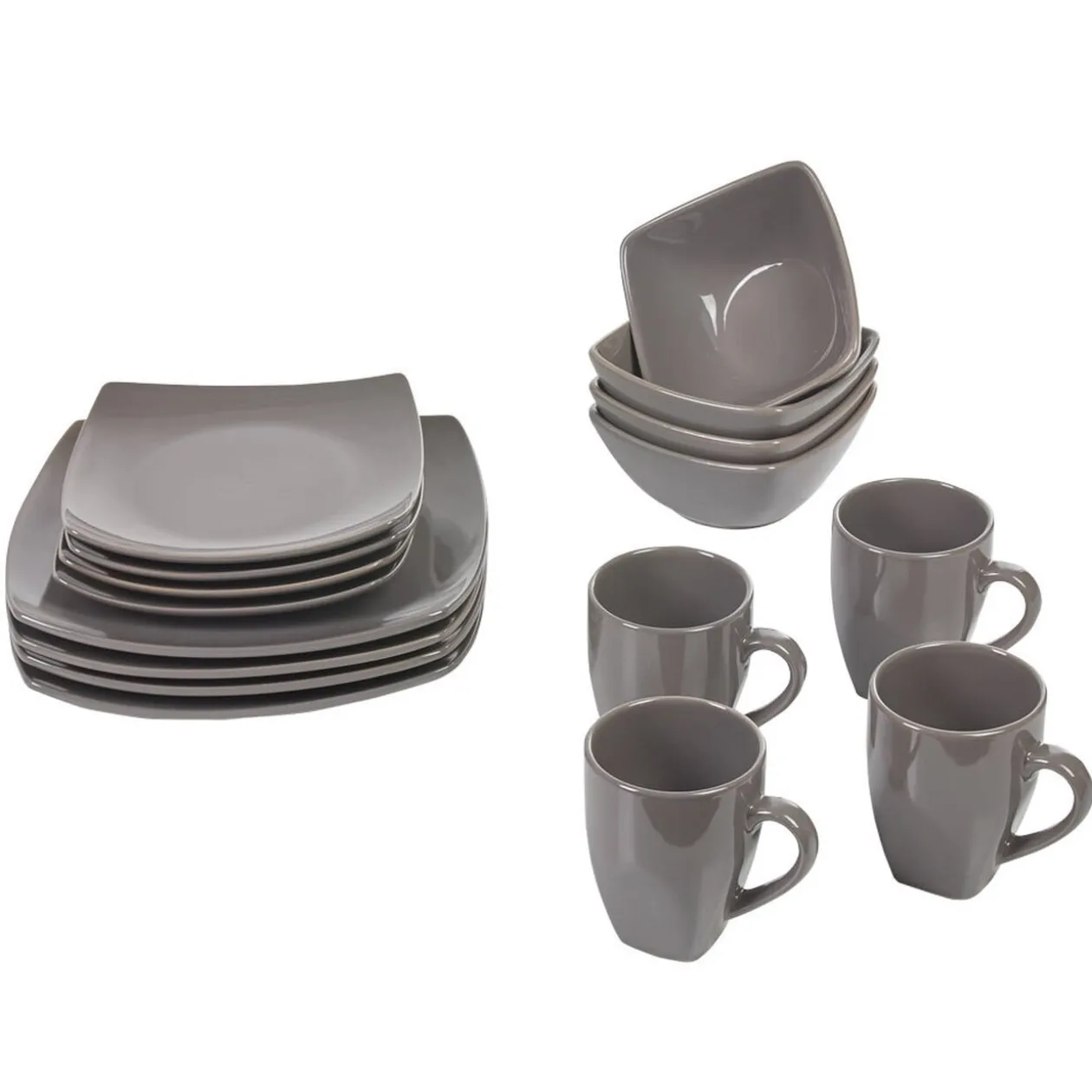 Service vaisselle 16 pièces gris