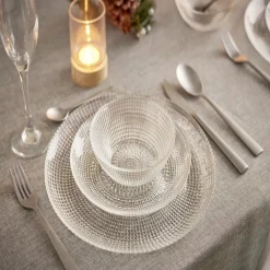 Service vaisselle en verre transparent