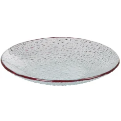 Service vaisselle rond en verre rouge transparent 18 pièces